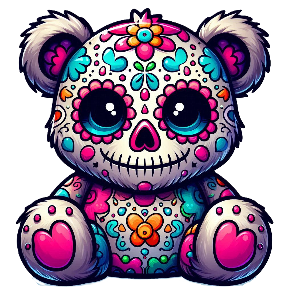 Sugar Skull Bear Hoodie - Día de los Muertos Gothic Sweatshirt