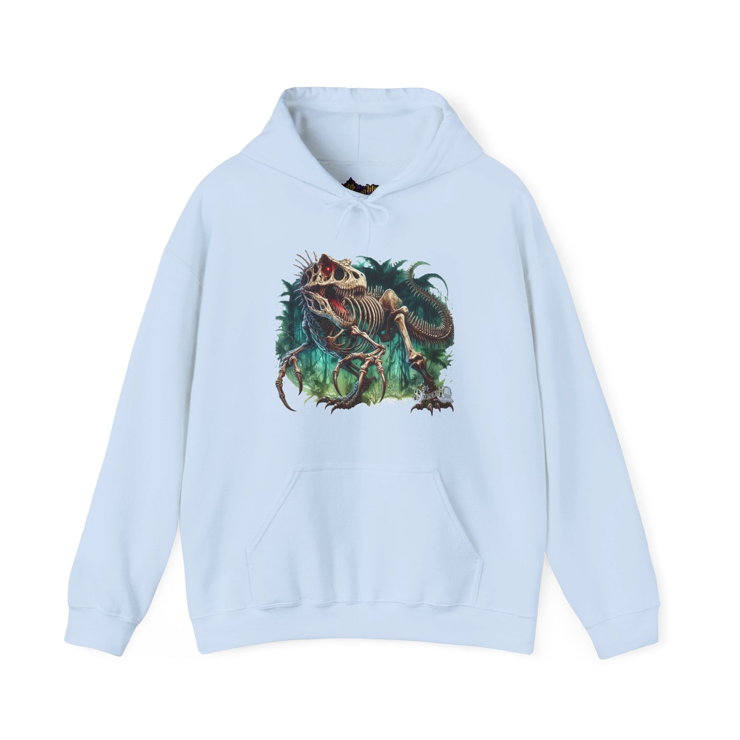 Awaken the Bones of the Beast – Decayed Mind T-Rex Skeleton Design Hoodie