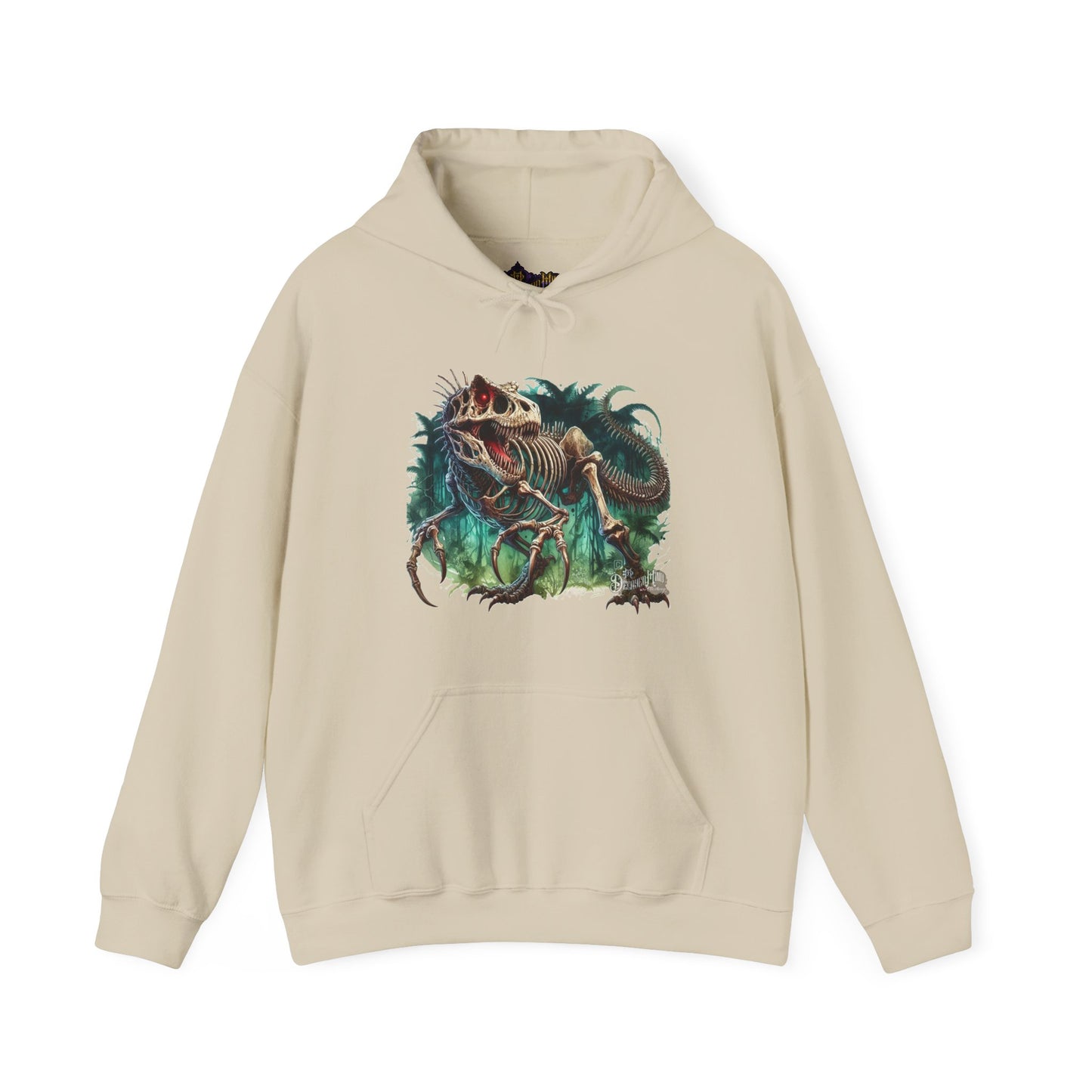 Awaken the Bones of the Beast – Decayed Mind T-Rex Skeleton Design Hoodie