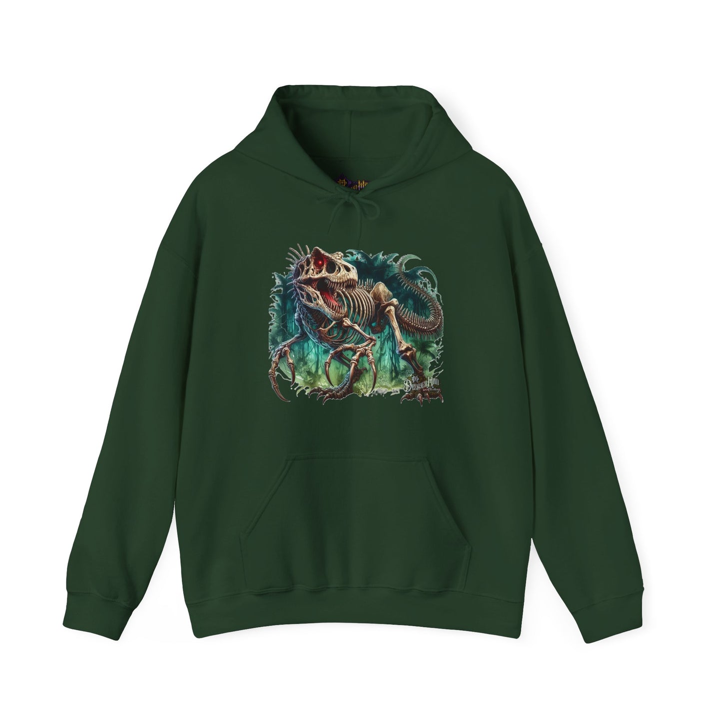 Awaken the Bones of the Beast – Decayed Mind T-Rex Skeleton Design Hoodie