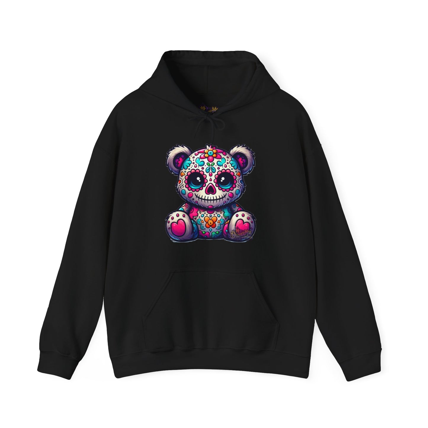 Sugar Skull Bear Hoodie - Día de los Muertos Gothic Sweatshirt