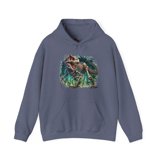 Awaken the Bones of the Beast – Decayed Mind T-Rex Skeleton Design Hoodie