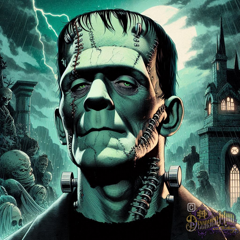 Frankenstein the Monster V2, Heavyweight Unisex Crewneck T-shirt.